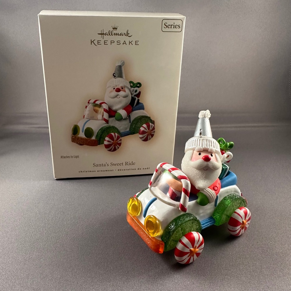 Hallmark Keepsake Santa's Sweet Ride 2007 Christmas‎ Ornament Candy Cane Car